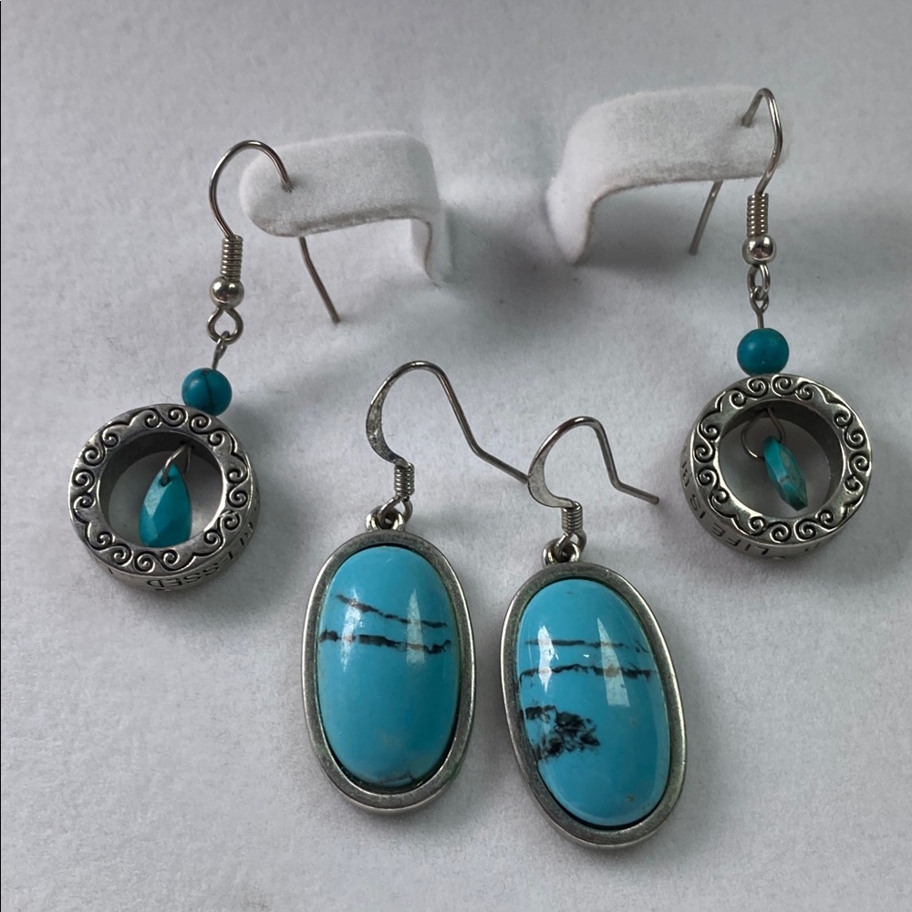 Turquoise and Silver Earrings Set